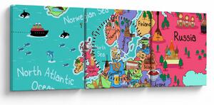 Obraz - Detská mapa Európy (s hodinami) (90x30 cm)