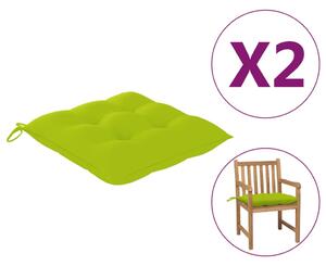 Podložky na stoličku 2 ks, jasnozelené 50x50x7 cm, látka