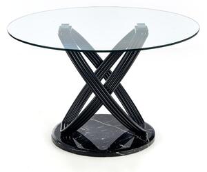 Okrúhly jedálenský stôl Optico 122 cm - priehľadné sklo / čierna
