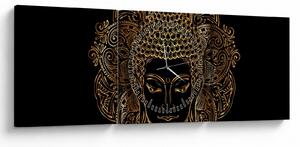 Obraz zlatého Budhu (s hodinami) (90x30 cm)