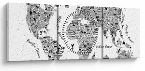 Obraz - Mapa z piktogramov (s hodinami) (90x30 cm)
