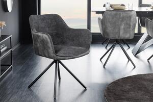 Dizajnová otočná stolička Rahiq tmavosivý zamat