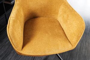 Dizajnová otočná stolička Rahiq horčicový zamat