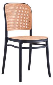KONDELA Stohovateľná stolička, čierna/béžová, LENITA