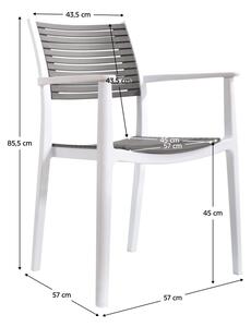TEMPO Stohovateľná stolička, biela/sivá, HERTA
