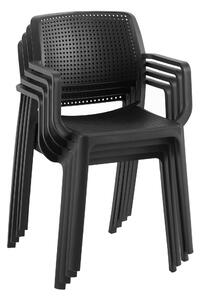 TEMPO Stohovateľná stolička, čierna, DENTON