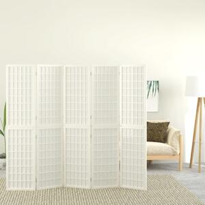 Skladací paraván s 5 panelmi, japonský štýl 200x170 cm biely