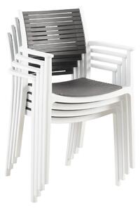 KONDELA Stohovateľná stolička, biela/sivá, HERTA