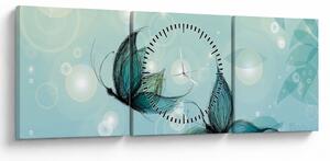 Obraz - Modré motýliky (s hodinami) (90x30 cm)