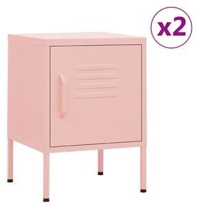 Nočné stolíky 2 ks ružové 35x35x51 cm oceľ