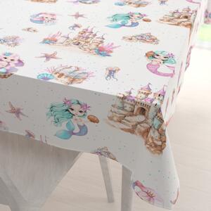 Biante Detský bavlnený obdĺžnikový obrus Sandra SA-567 Morské víly a kráľovstvo na bielom 50x100 cm