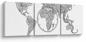 Obraz - Mapa v líniách (s hodinami) (90x30 cm)