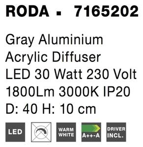 LED stropné svietidlo Roda 40 Svetlá sivé