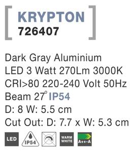 Vonkajšie LED svietidlo Krypton A 8 tmavo sivé
