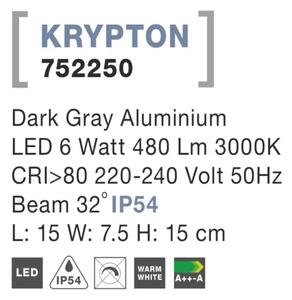 Vonkajšie LED svietidlo Krypton 15 tmavo sivé