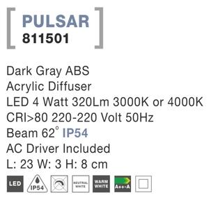 Vonkajšie LED svietidlo Pulsar B 23 tmavo sivé