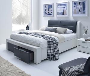 Čalúnená posteľ Cassandra S 160X200 so zásuvkami, čierno-biela