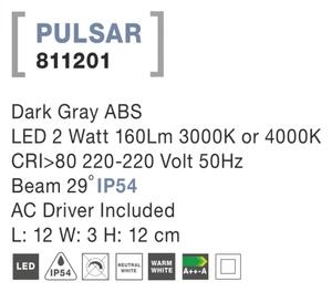 Vonkajšie LED svietidlo Pulsar 12 tmavo sivé
