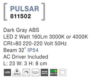 Vonkajšie LED svietidlo Pulsar A 23 tmavo sivé