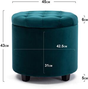 Stolička 45 cm okrúhle čalúnené sedadlo HNNHOME / stolička / zamatová podnožka / teal