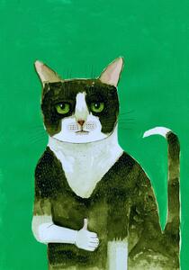 Ilustrácia Tuxedo Cat Thumbs Up, Sharyn Bursic, (26.7 x 40 cm)