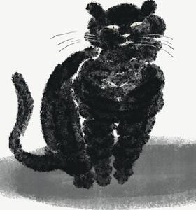 Ilustrácia Portrait of a black cat, Little Dean, (30 x 40 cm)