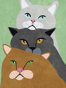 Ilustrácia Cat Trio, Raissa Oltmanns, (30 x 40 cm)