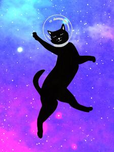 Ilustrácia Happy Space Cat, Raissa Oltmanns, (30 x 40 cm)