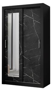 Skriňa s posuvnými dverami dvojdverová z zrkadlom In Box 120 - Čierny / royal black