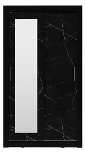 Skriňa s posuvnými dverami dvojdverová z zrkadlom In Box 120 - Čierny / royal black