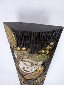 Socha BALI TANEČNICE, čierno-zlatá, 118 cm, exotické drevo, ručná práca