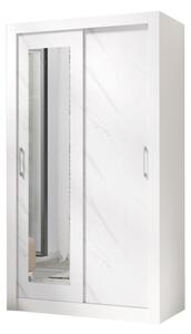 Skriňa s posuvnými dverami dvojdverová z zrkadlom In Box 120 - Biely lux / mramor bianco