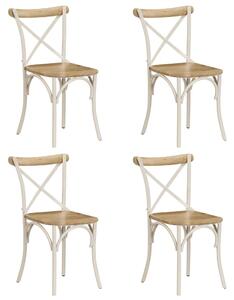 Jedálenské stoličky s krížovým operadlom 4 ks biele mangovníkové drevo