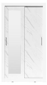 Skriňa s posuvnými dverami dvojdverová z zrkadlom In Box 120 - Biely lux / mramor bianco