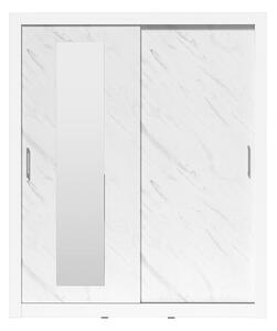 Skriňa s posuvnými dverami dvojdverová z zrkadlom In Box 180 - Biely lux / mramor bianco