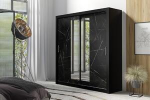 Skriňa s posuvnými dverami dvojdverová z zrkadlom In Box 200 - Čierny / royal black