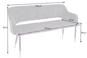 Dizajnová lavica Laney 162 cm sivý zamat