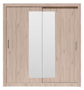 Skriňa s posuvnými dverami dvojdverová z zrkadlom In Box 200 - Dub estana svetlý
