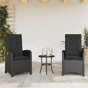 Sklápacie záhradné stoličky 2 ks s vankúšmi čierne polyratan