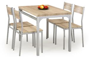 MALCOLM Komplet Stôl + 4 Stôličky Dub sonoma