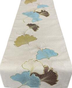 Béžová dekoračná štóla s motívom Ginkgo lístia Šírka: 35 cm | Dĺžka: 140 cm