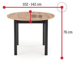 Rozkladací jedálenský stôl DIADORA, 102-142x76x102, dub artisan