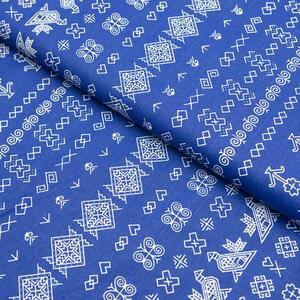 Metráž Bavlna ľudový vzor - Čičmany modrá kráľovská