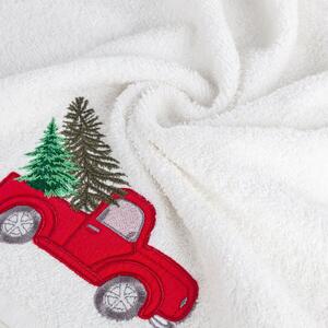 Bavlnený vianočný uterák biely s autom Biela