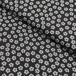 Metráž Bavlna vzorovaná - Kvety čierna