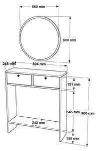 Moderný konzolový stolík so zrkadlom LARRIS 1, biela