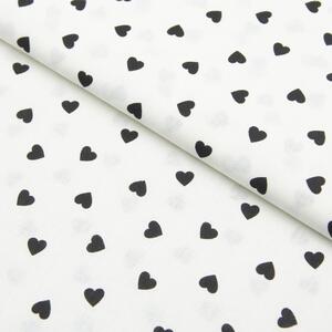 Metráž Bavlna vzorovaná - Srdiečka čierne na bielom