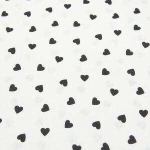 Metráž Bavlna vzorovaná - Srdiečka čierne na bielom