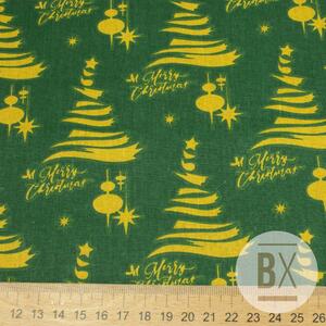 Metráž Bavlna vzorovaná - Vianoce Stromčeky zelená