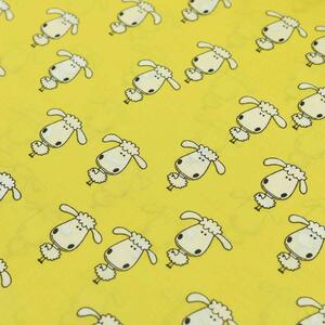 Metráž Bavlna vzorovaná -Ovečky žltá